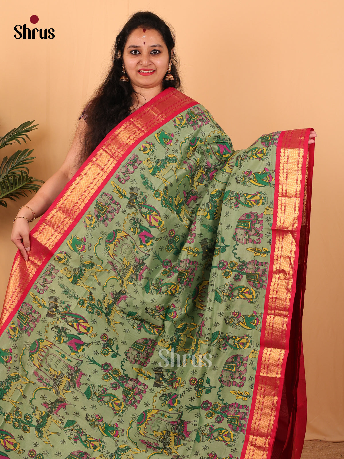 Green & Pink - Hindolam Saree - Shop on Shrus.com