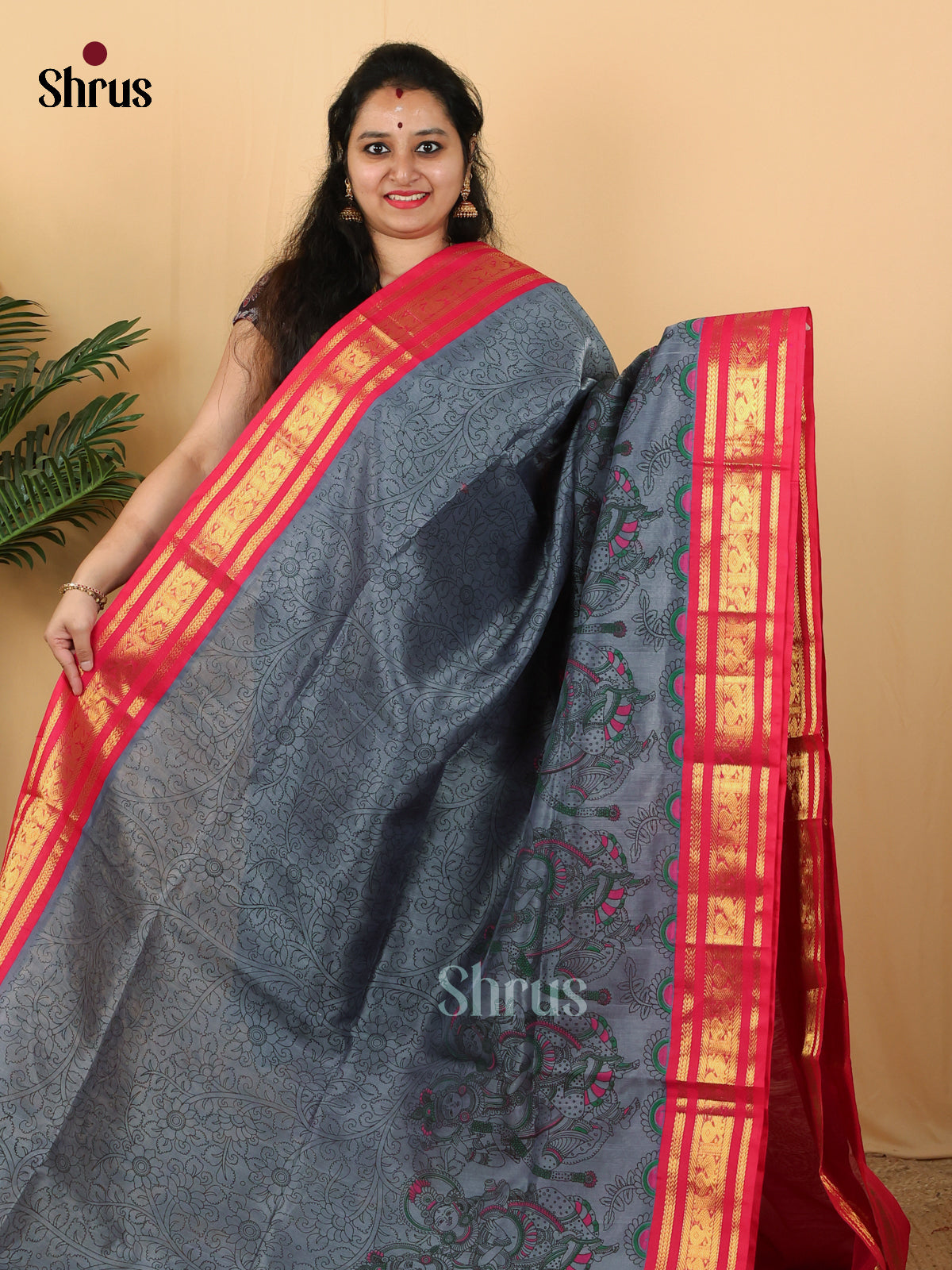 Grey & Pink - Hindolam Saree - Shop on Shrus.com