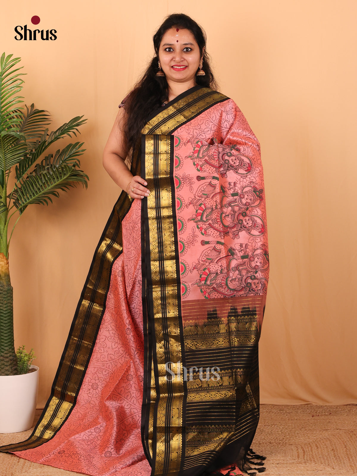 Pink & Black - Hindolam Saree - Shop on Shrus.com