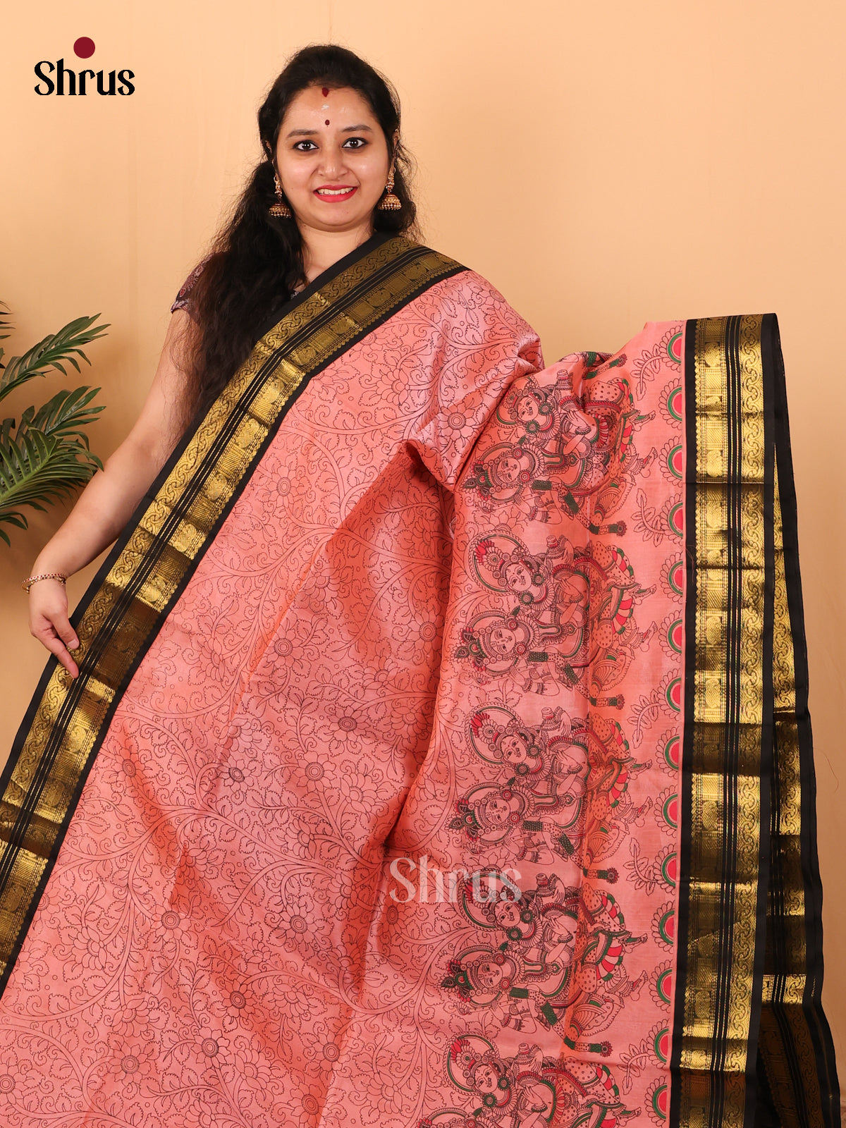 Pink & Black - Hindolam Saree - Shop on Shrus.com