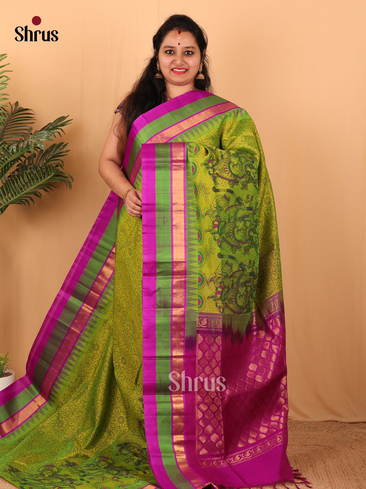 Green & Majenta - Hindolam Saree - Shop on Shrus.com
