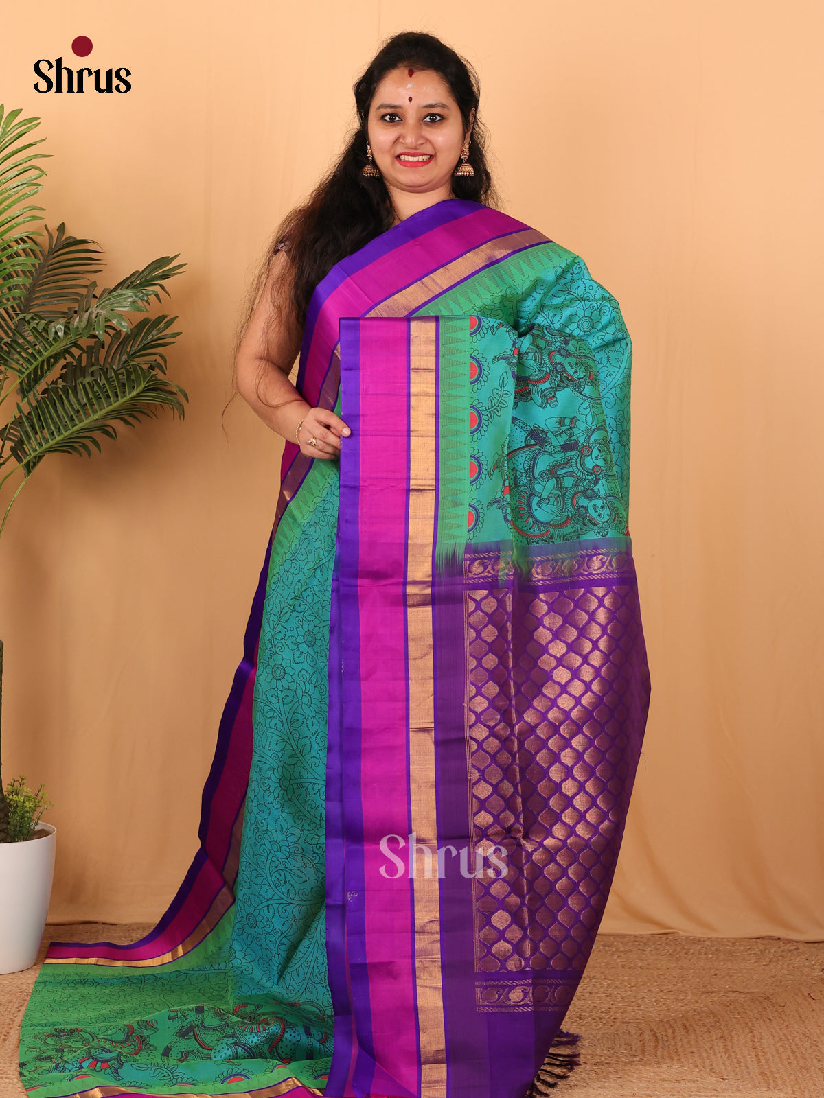 Green & Purple - Hindolam Saree - Shop on Shrus.com