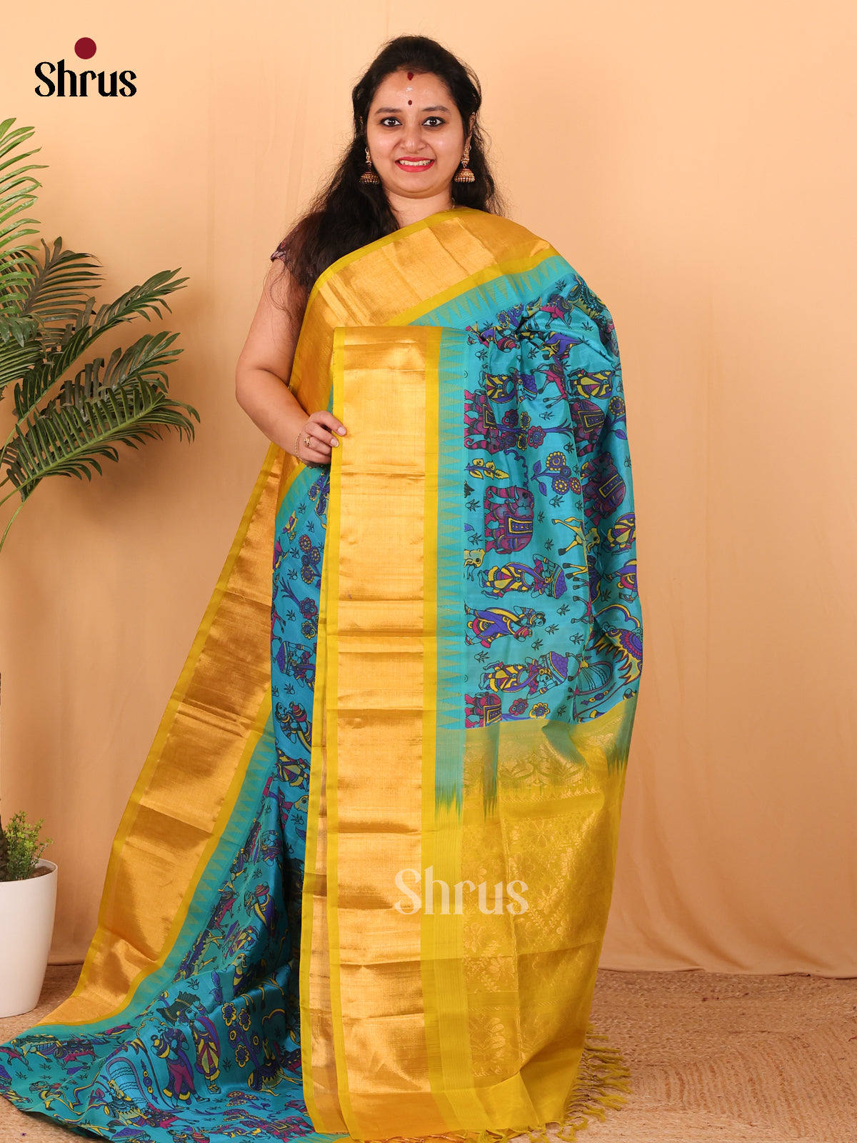 Blue & Yellow - Hindolam Saree