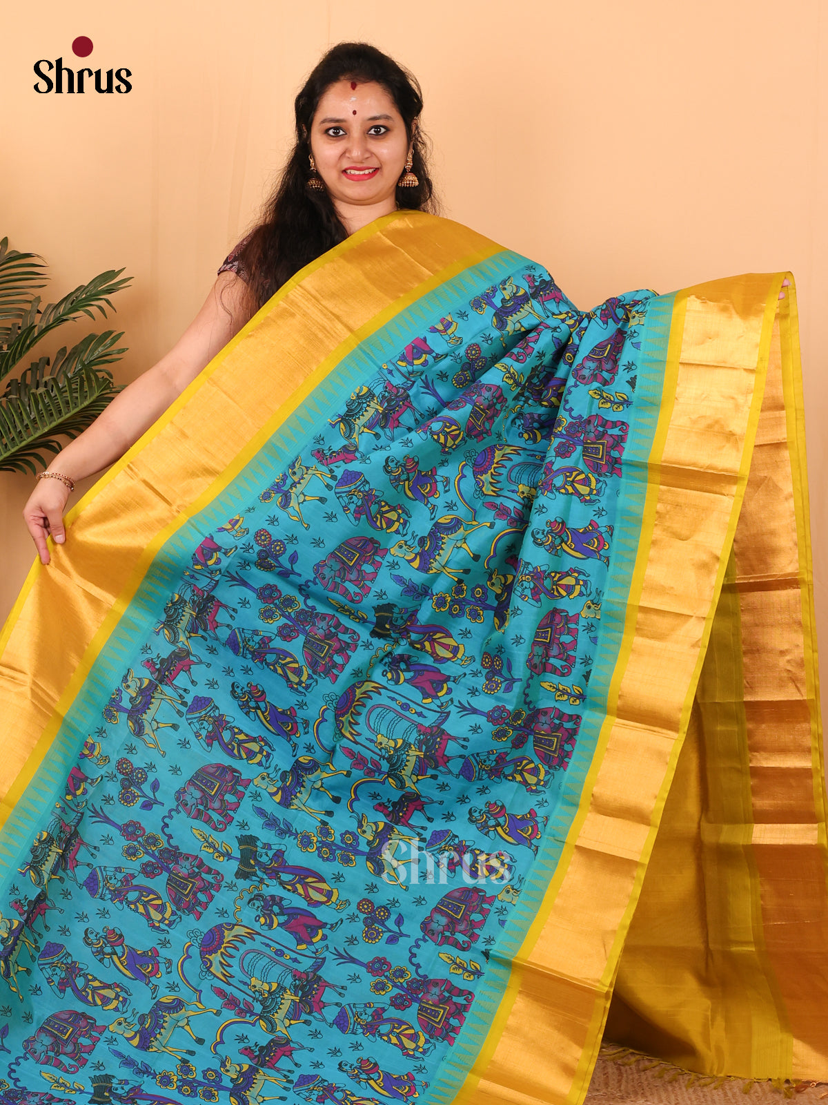 Blue & Yellow - Hindolam Saree -1