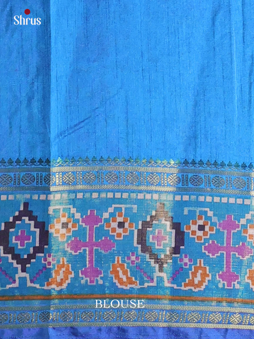 Blue & Teal - Semi Patola Saree - Shop on Shrus.com