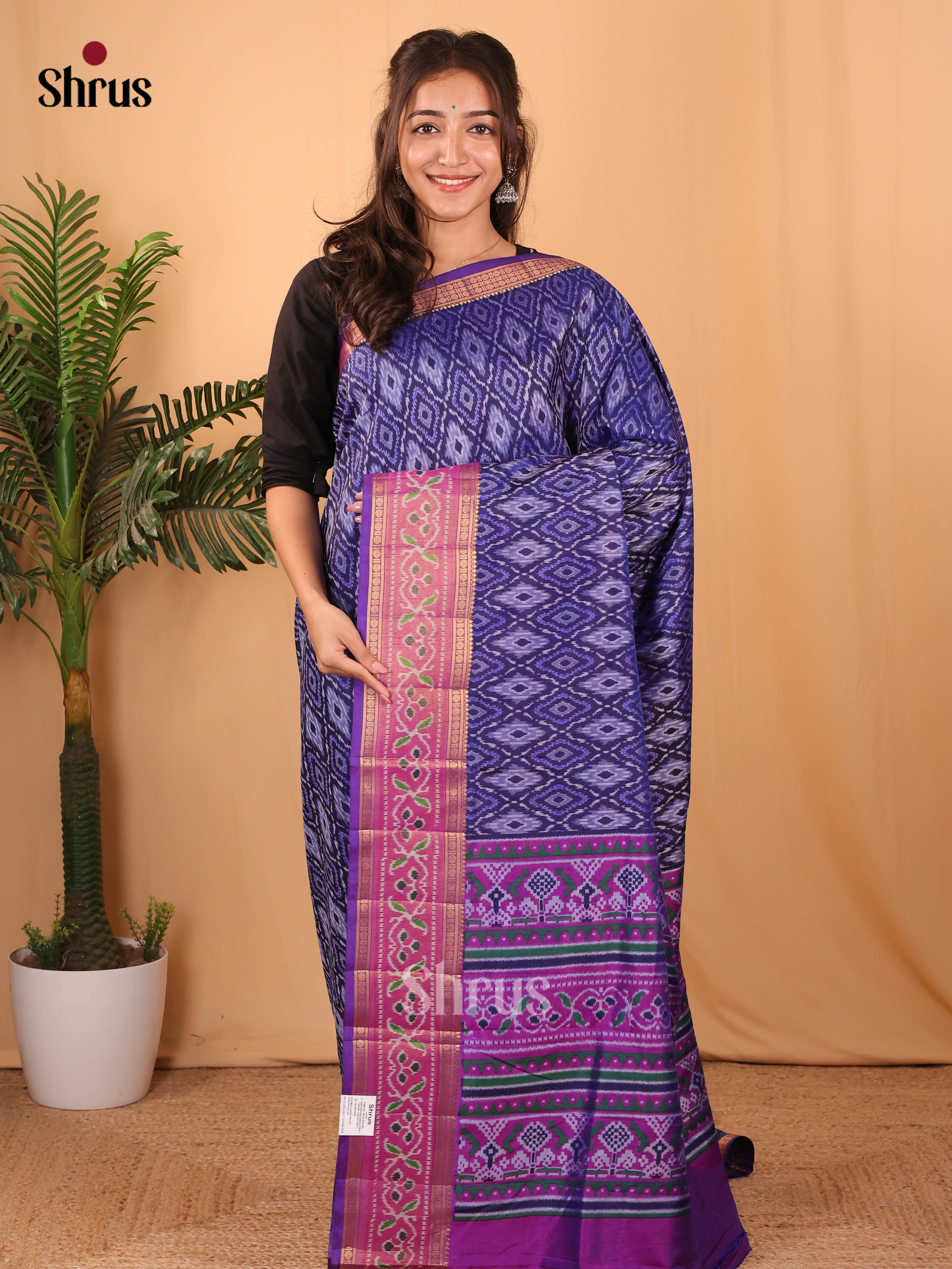 Blue - Semi Patola Saree - Shop on Shrus.com