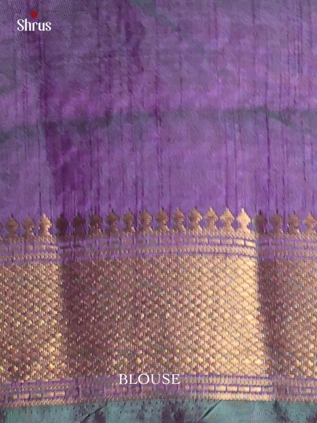 Teal Blue & Purple - Semi Patola Saree - Shop on Shrus.com
