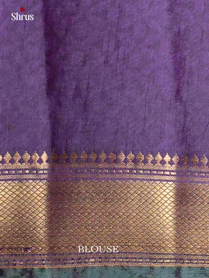Teal Blue & Purple- Semi Patola Saree - Shop on Shrus.com