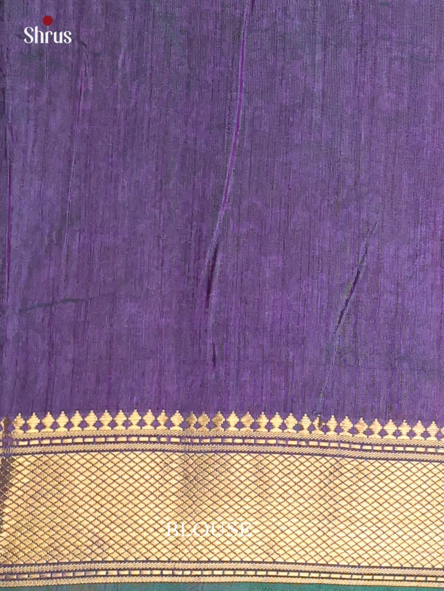 Teal Blue & Purple- Semi Patola Saree - Shop on Shrus.com