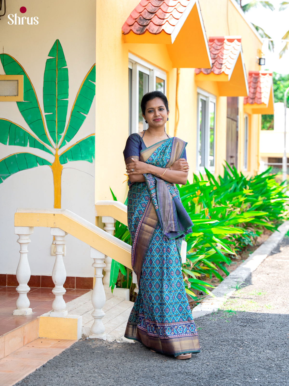 Blue & Purple - Semi Patola Saree - Shop on Shrus.com