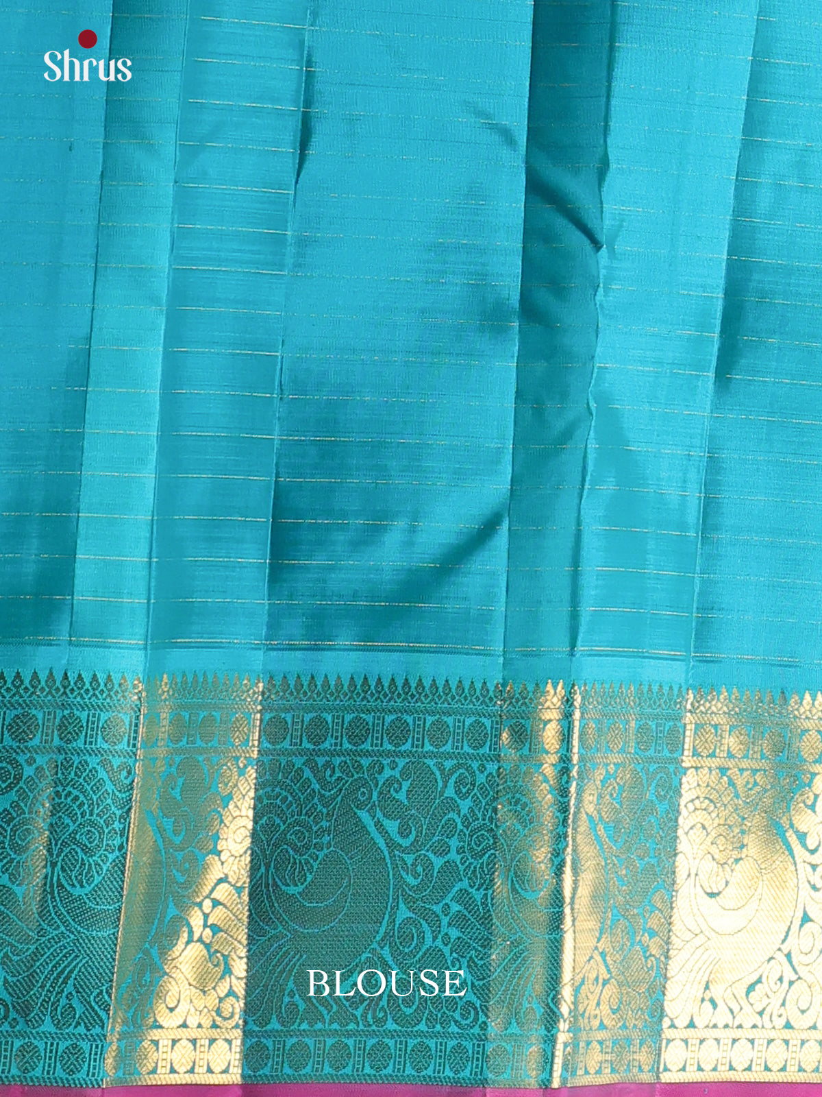 Violet and Teal Bridal Kanchipuram silk Saree Featuring Zari Woven Checks Across The Body-2