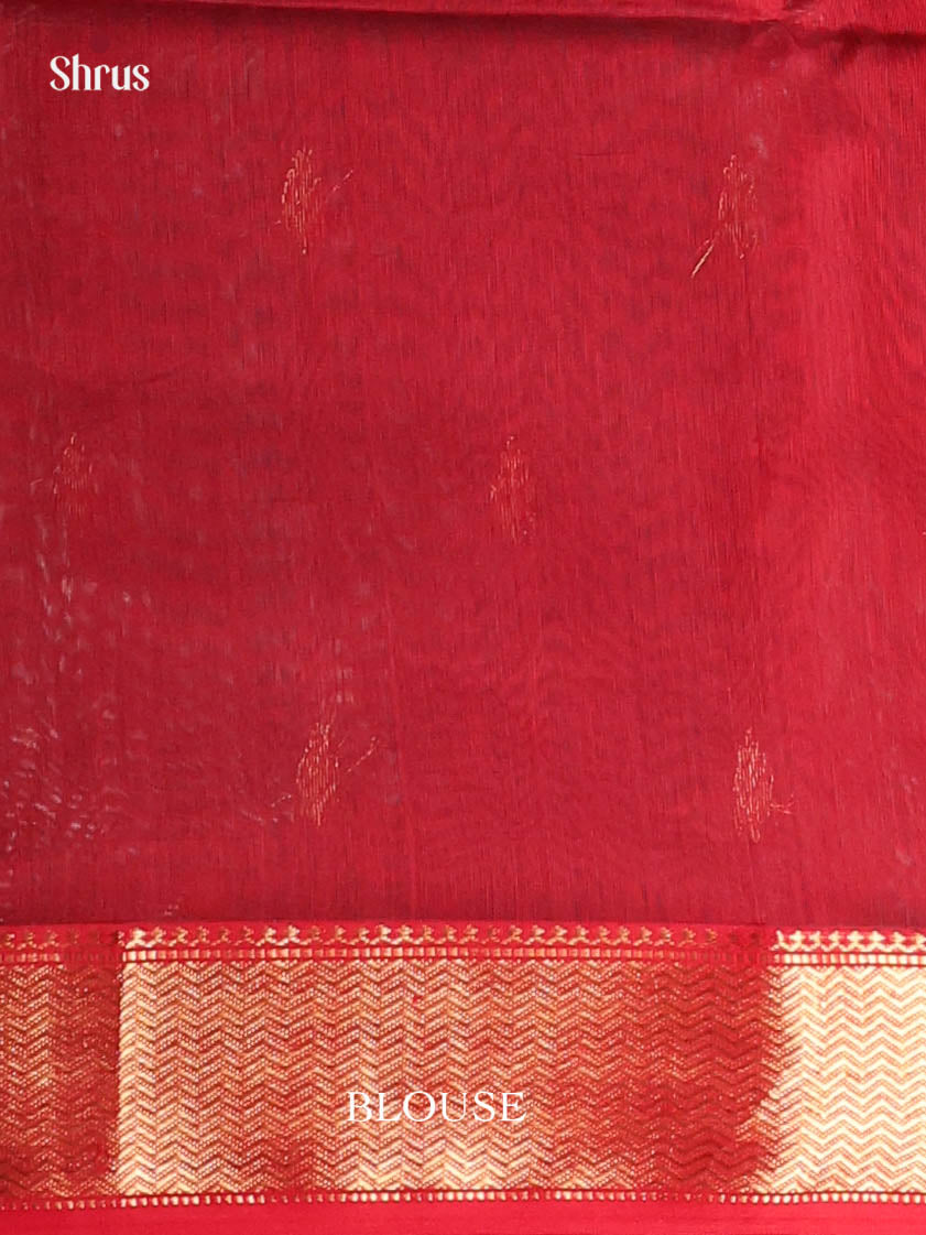 Grey & Red - Maheshwari silkcotton Saree - Shop on Shrus.com