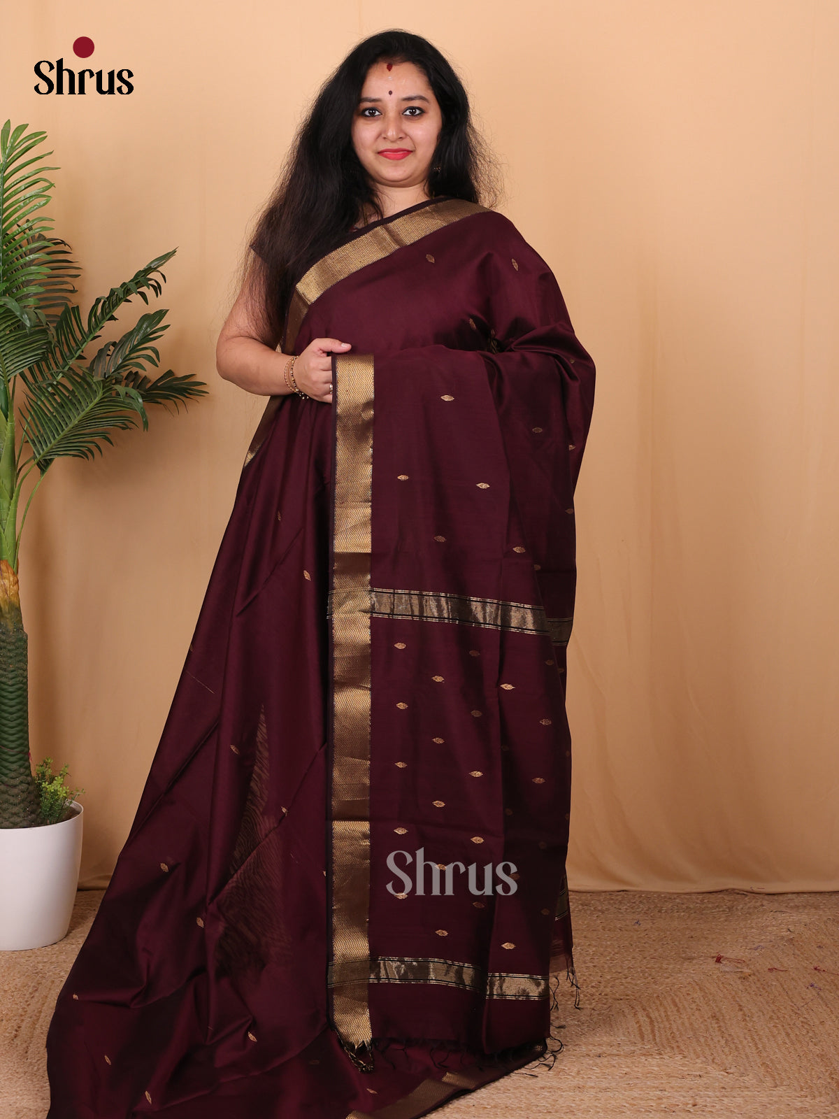 DAS25025 - Maheshwari silkcotton Saree - Shop on Shrus.com