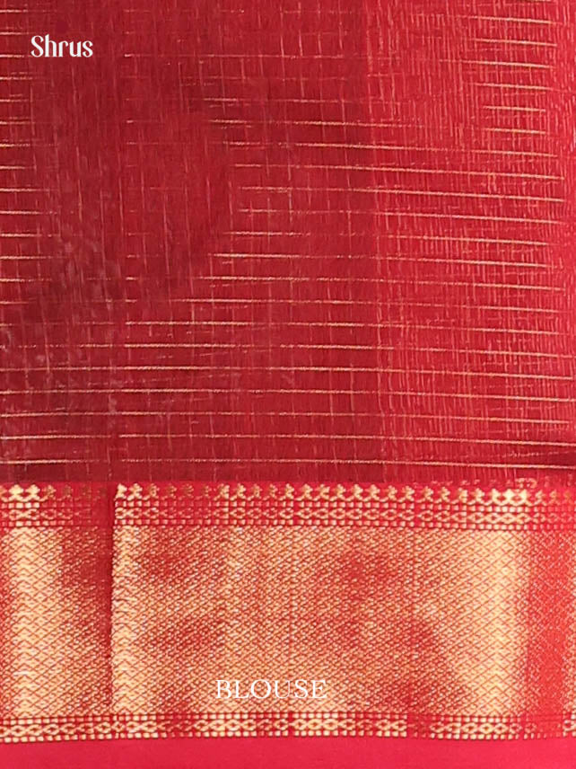 Green & Red - Maheshwari silkcotton Saree - Shop on Shrus.com