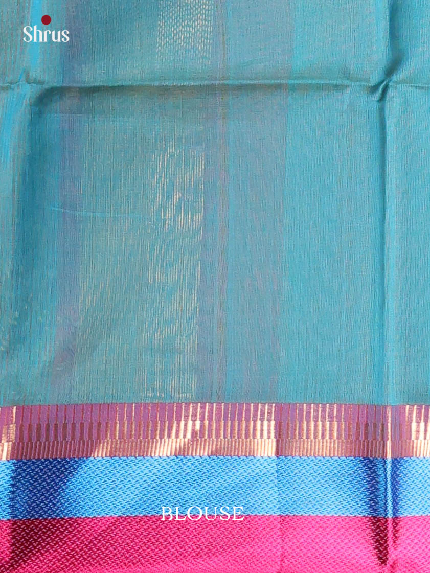 Lime Green & Blue- Maheshwari silkcotton Saree - Shop on Shrus.com