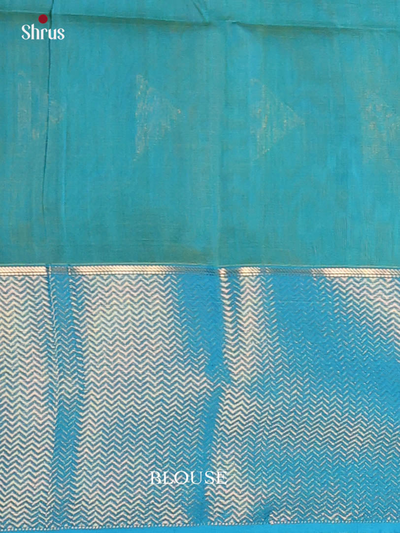 Yellow & Blue- Maheshwari silkcotton Saree - Shop on Shrus.com