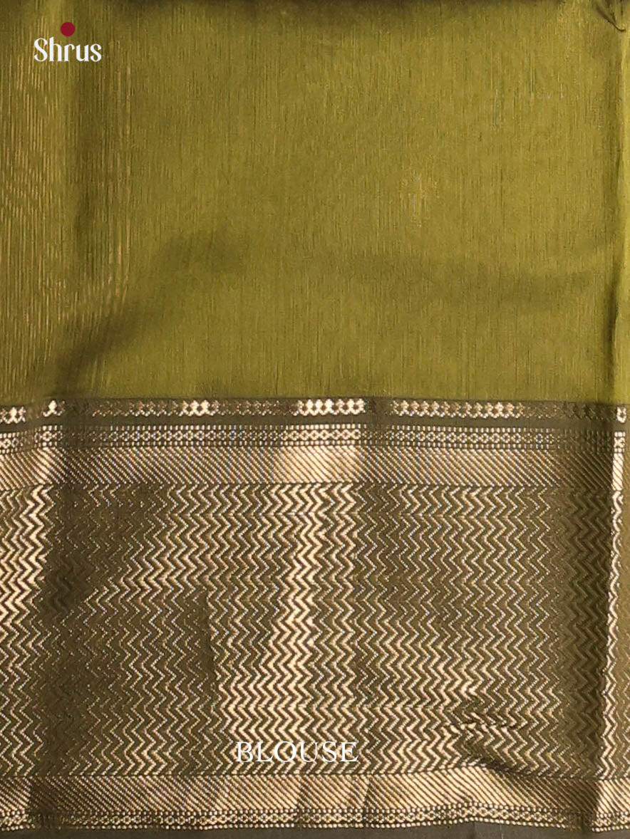 Mehandi Green(Single Tone) - Maheshwari silkcotton Saree - Shop on Shrus.com
