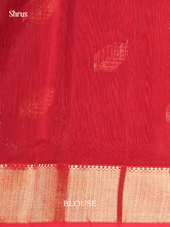 Blue & Red - Maheshwari silkcotton Saree - Shop on Shrus.com