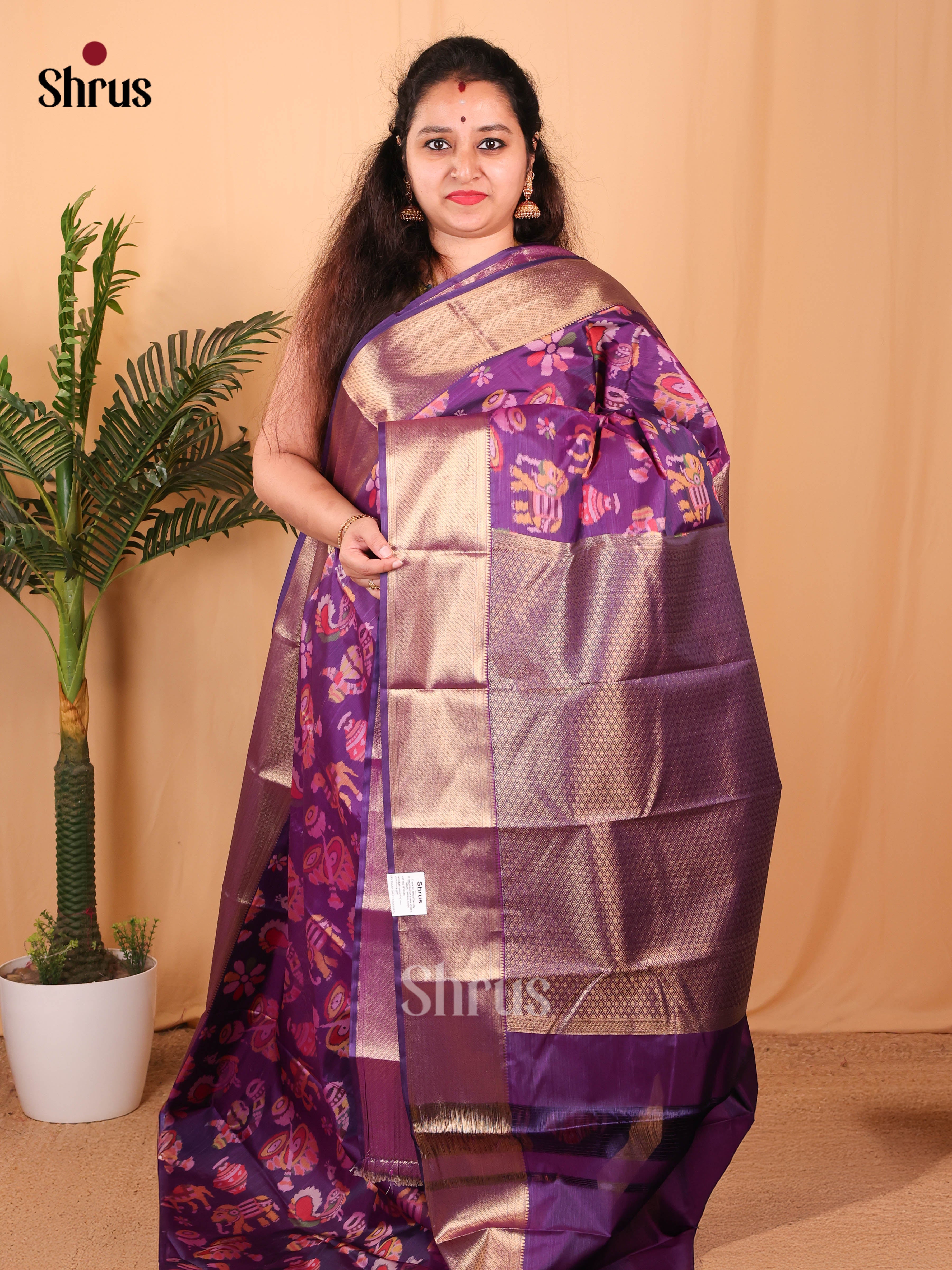 Violet(Single Tone) - Kanchipuram-halfpure Saree - Shop on Shrus.com