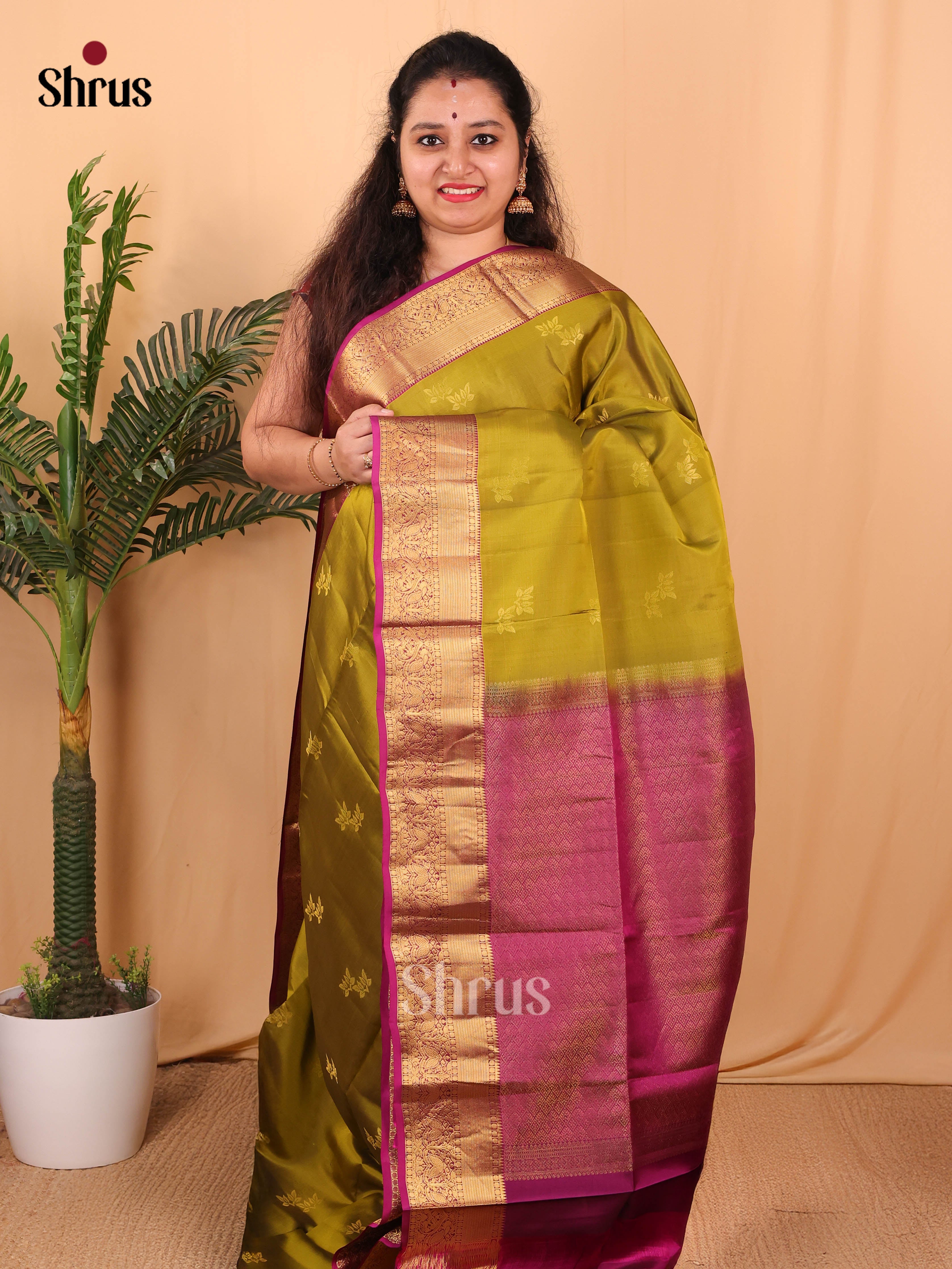 Green & Purple - Softsilk-halfpure Saree - Shop on Shrus.com