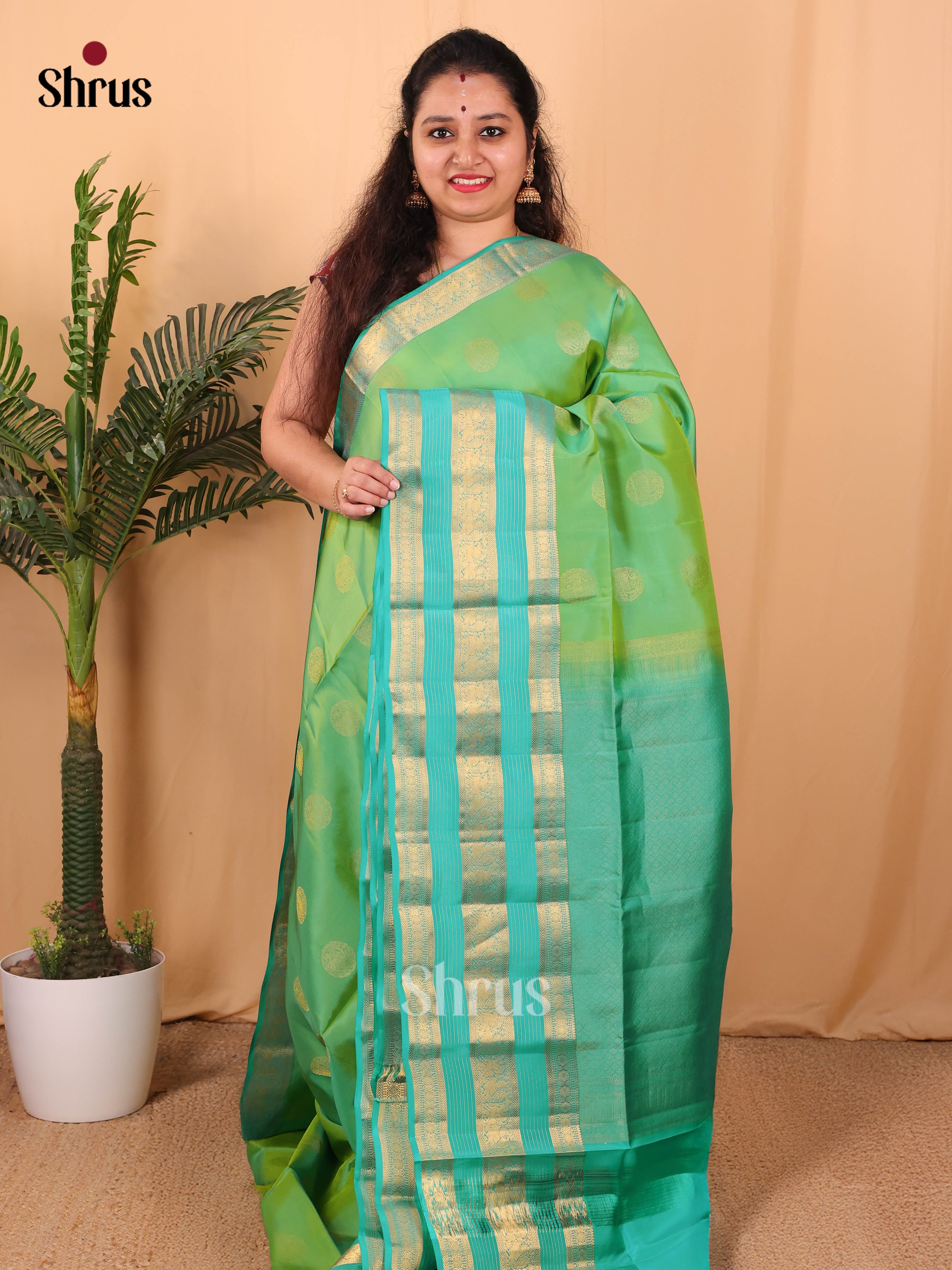 Pista Green & Green - Softsilk-halfpure Saree - Shop on Shrus.com