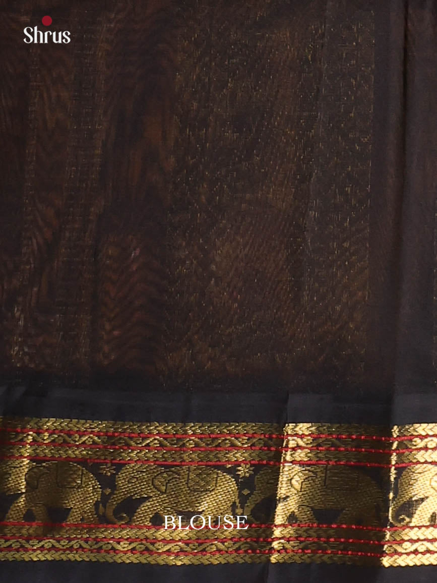 Yellow & Black - Silk Cotton Saree - Shop on Shrus.com