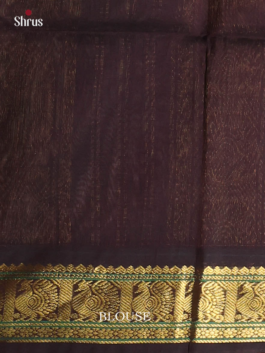 Pastel Green & Brown - Silk Cotton Saree - Shop on Shrus.com