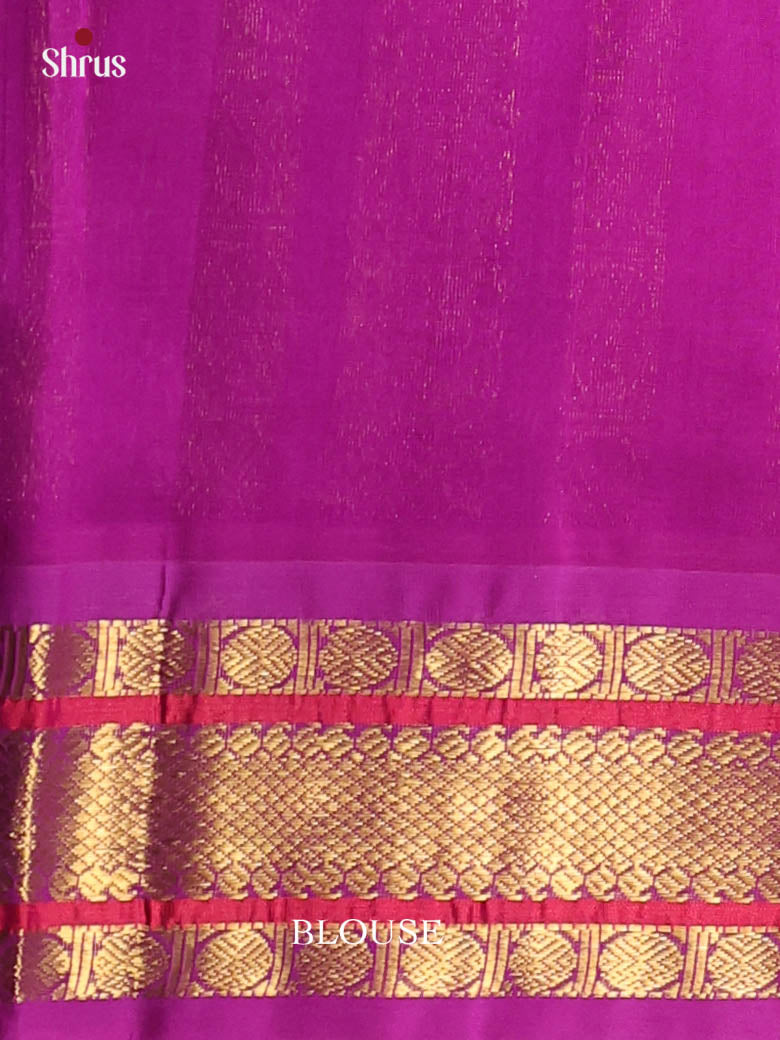 Olive Green & Purple - Silk Cotton Saree - Shop on Shrus.com