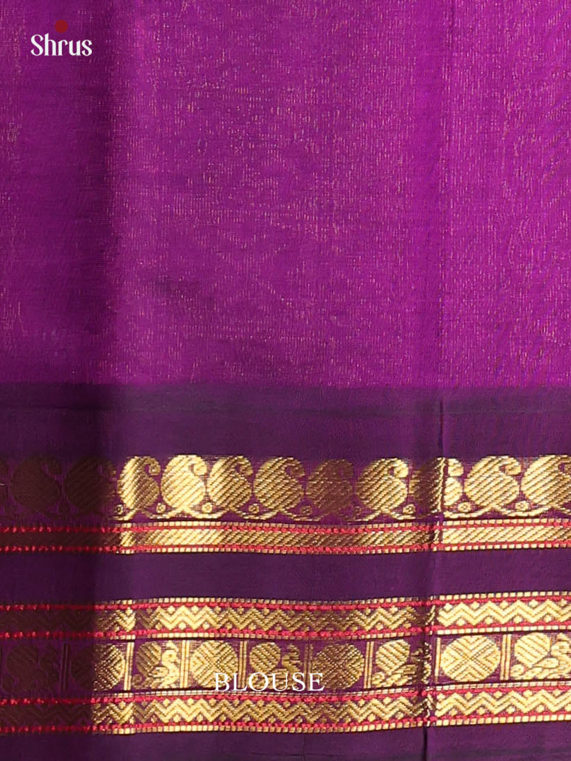 Green & Violet - Silk Cotton Saree - Shop on Shrus.com