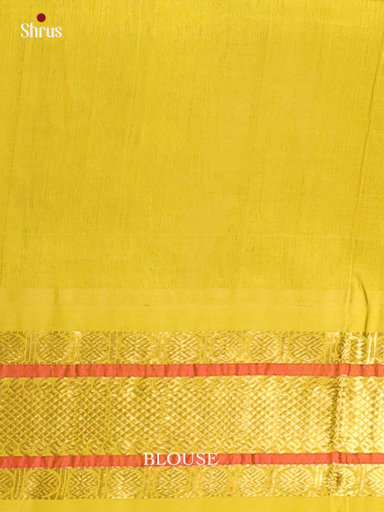 Peacock Blue & Yellow - Silk Cotton Saree - Shop on Shrus.com