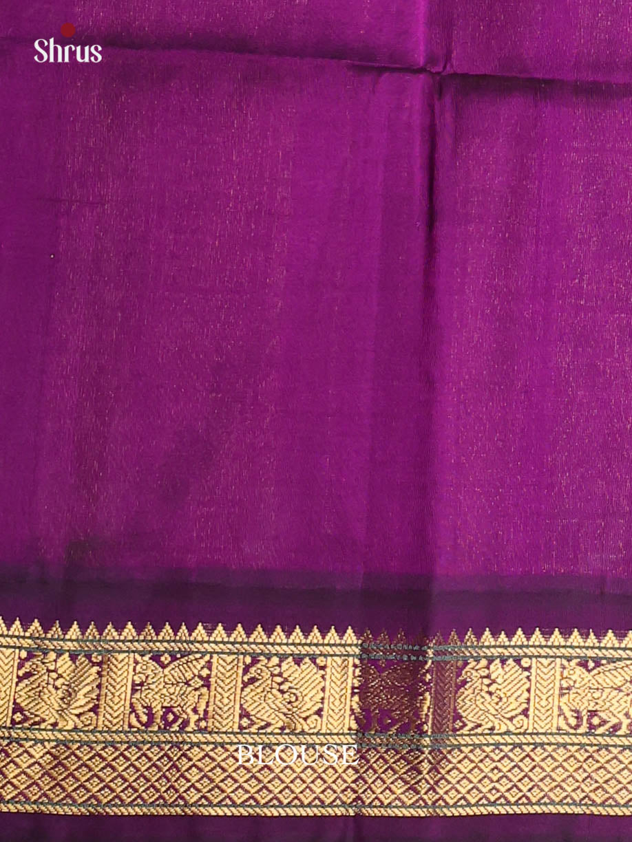 Green & Violet - Silk Cotton Saree - Shop on Shrus.com
