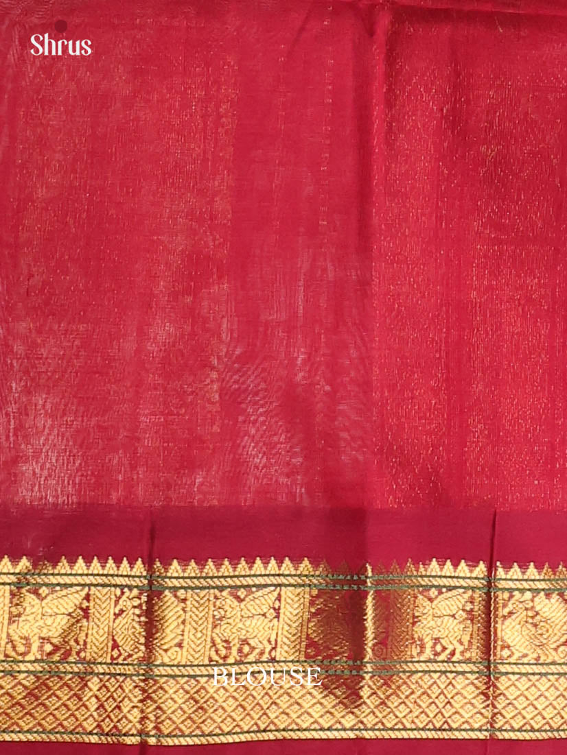 Peach & Maroon - Silk Cotton Saree - Shop on Shrus.com
