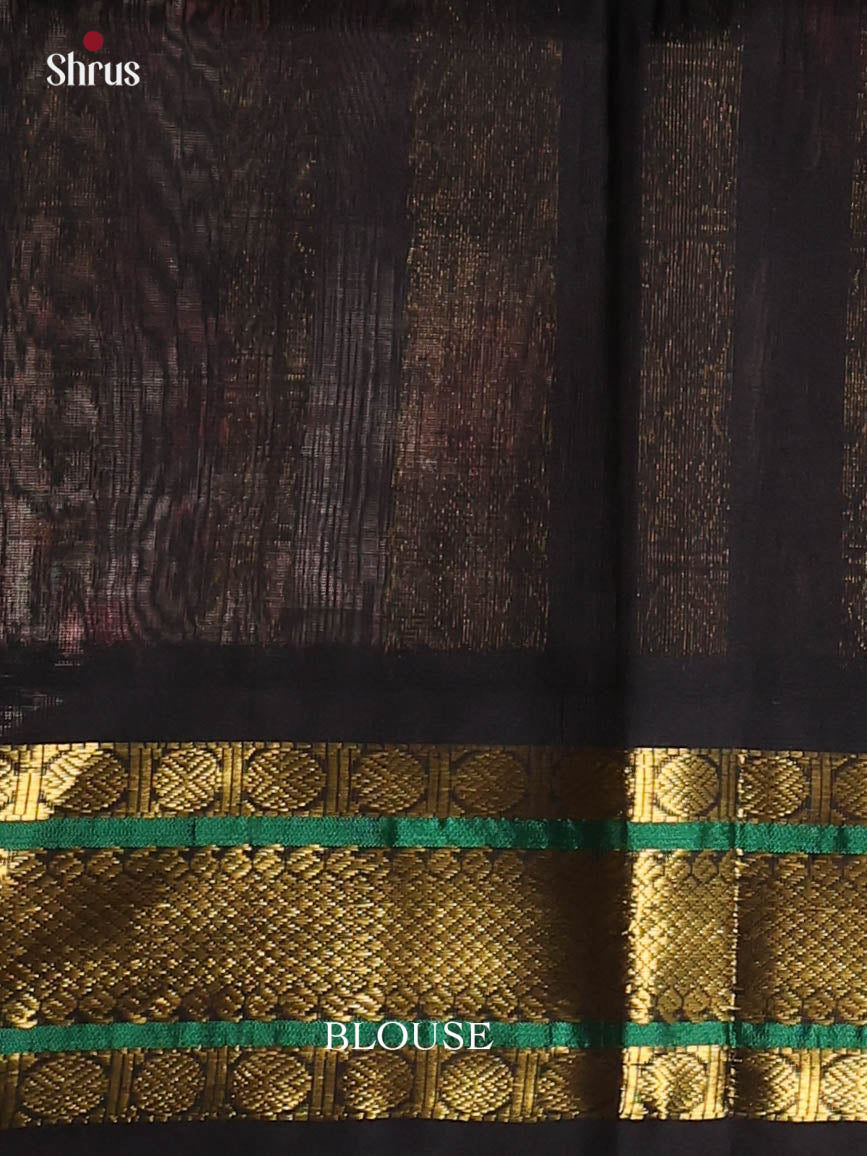 Pink & Black - Silk Cotton Saree - Shop on Shrus.com