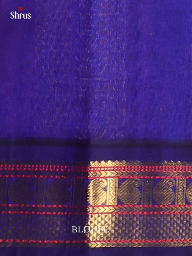 Orange & Blue - Silk Cotton Saree - Shop on Shrus.com