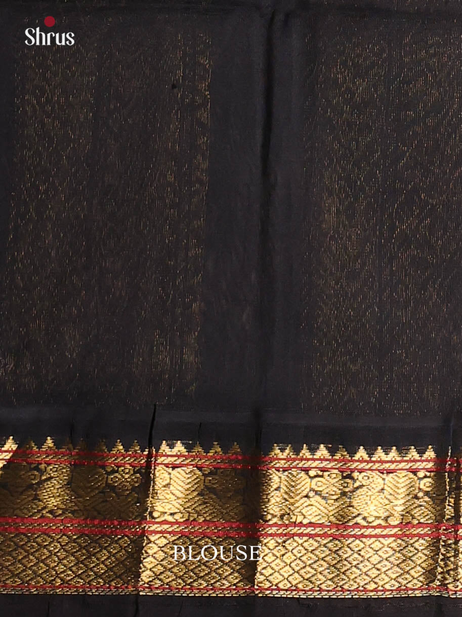 Grey & Black- Silk Cotton Saree - Shop on Shrus.com