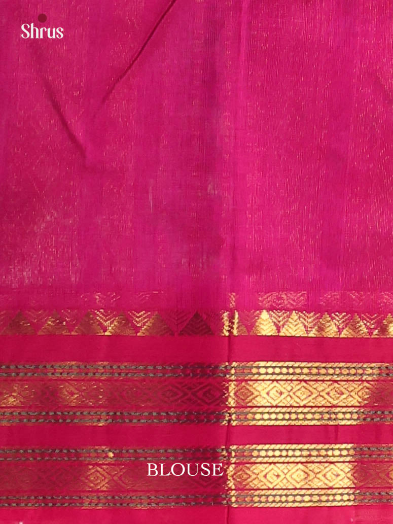 Blue & Pink - Silk Cotton Saree - Shop on Shrus.com