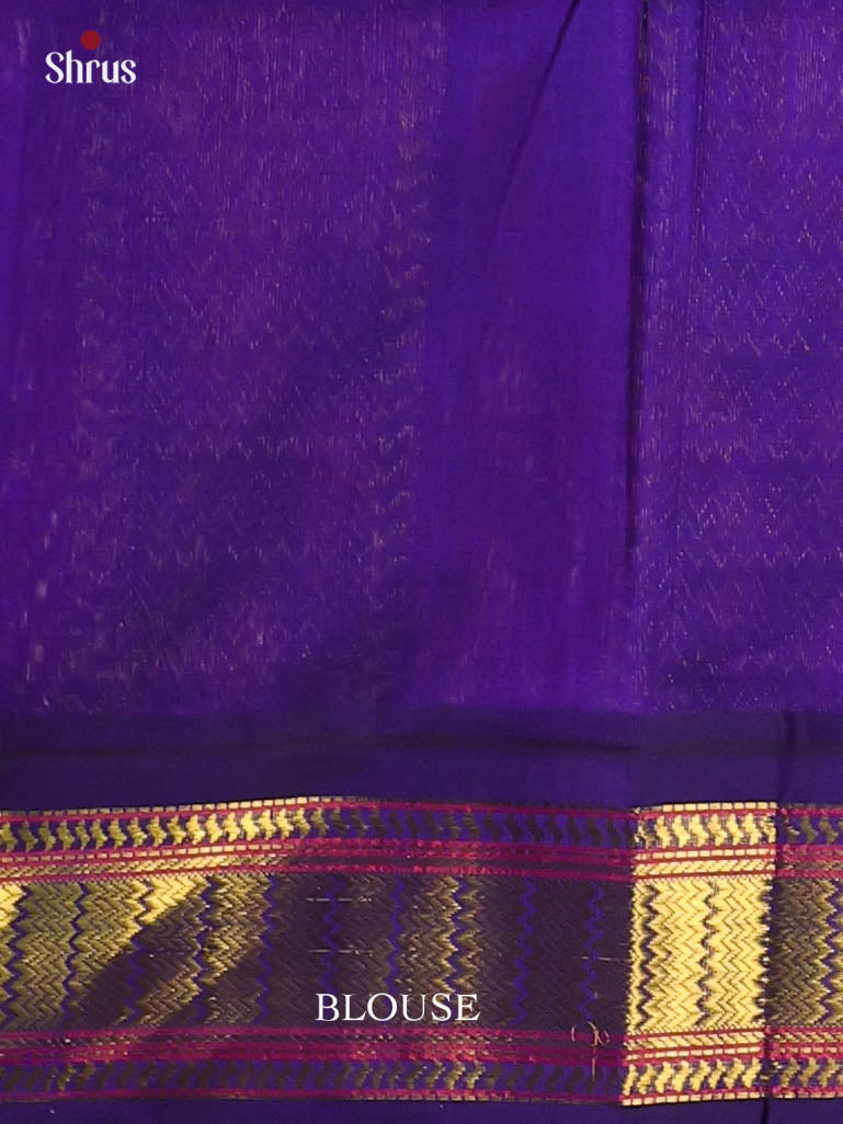 Reddish Pink & Violet- Silk Cotton Saree - Shop on Shrus.com