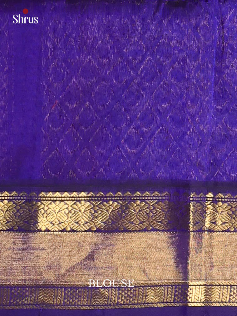 Red & Blue - Silk Cotton Saree - Shop on Shrus.com