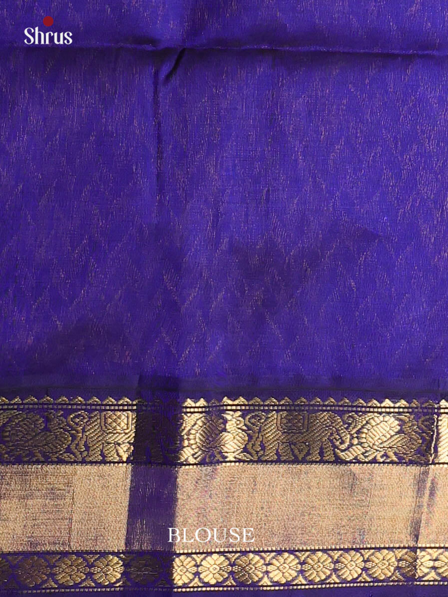 Grey & Blue - Silk Cotton Saree - Shop on Shrus.com