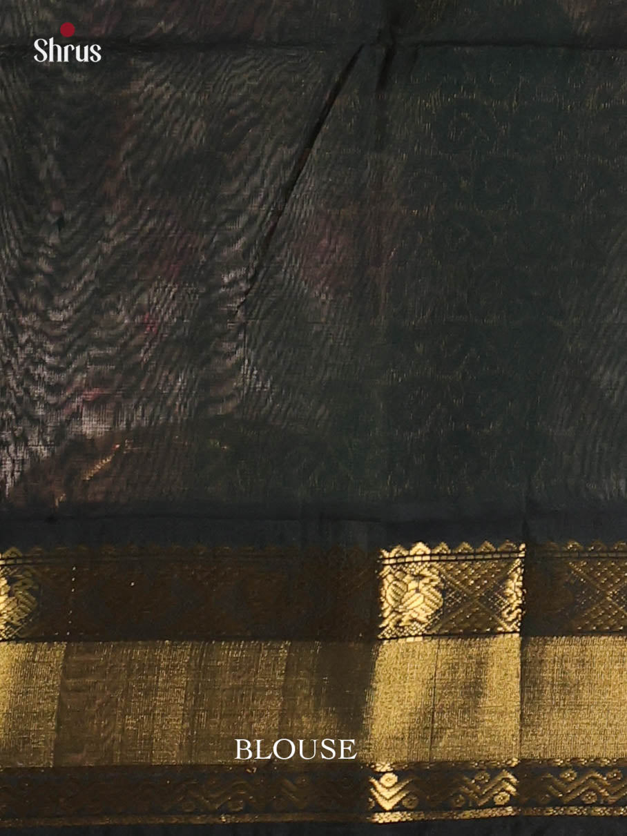 Pink & Black - Silk Cotton Saree - Shop on Shrus.com