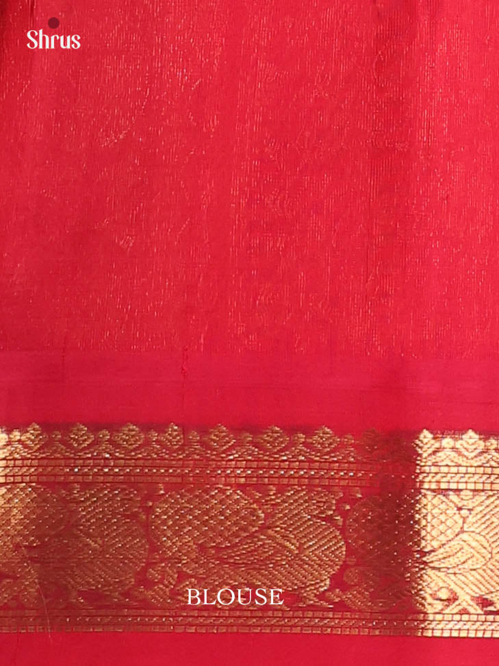 Lime Green & Red - Silk Cotton Saree - Shop on Shrus.com