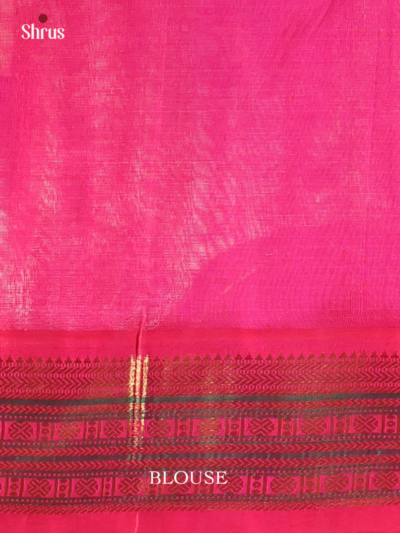 Blue & Pink - Silk Cotton Saree - Shop on Shrus.com