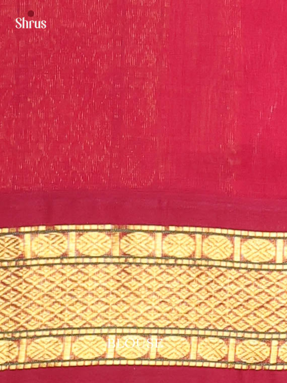 Yellow & Maroon - Silk Cotton Saree - Shop on Shrus.com