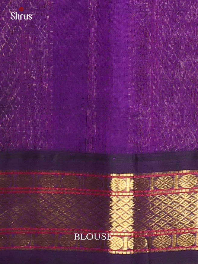 Brown & Violet - Silk Cotton Saree - Shop on Shrus.com