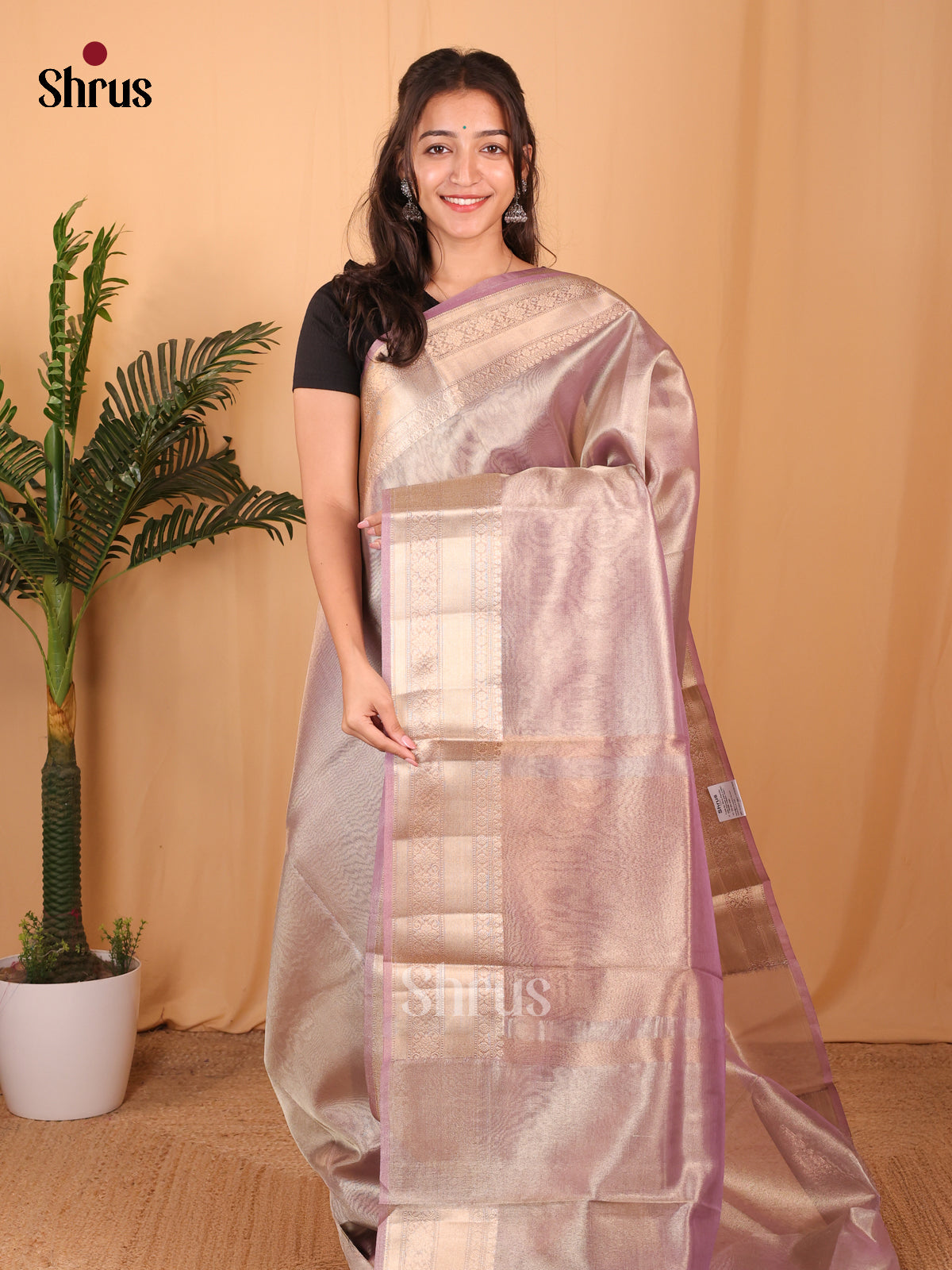 Mild Lavender- Semi Tissue Saree - Shop on Shrus.com