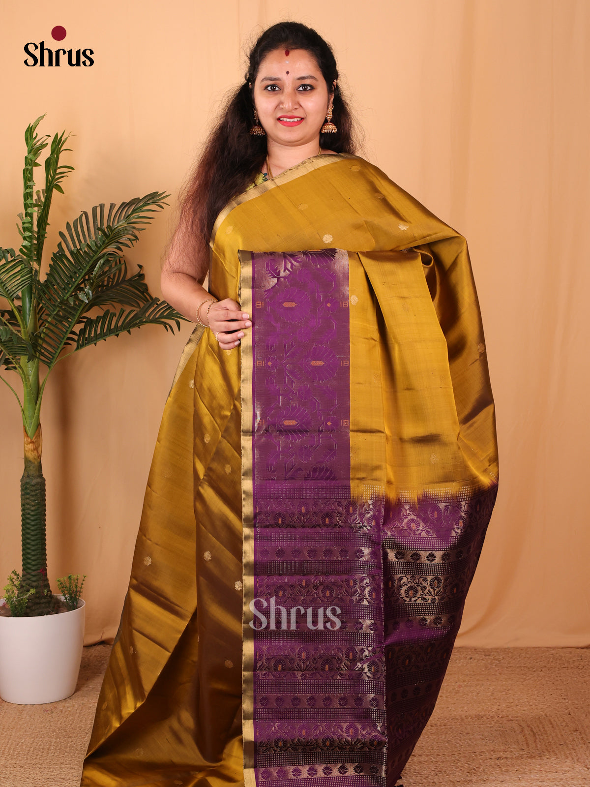 Mustard & Violet - Soft Silk Saree - Shop on Shrus.com