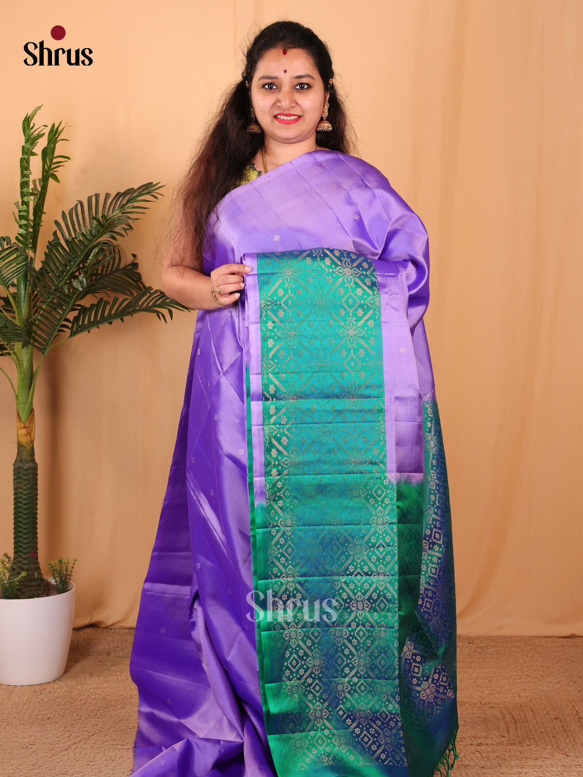 Purple & Green - Soft Silk Saree - Shop on Shrus.com