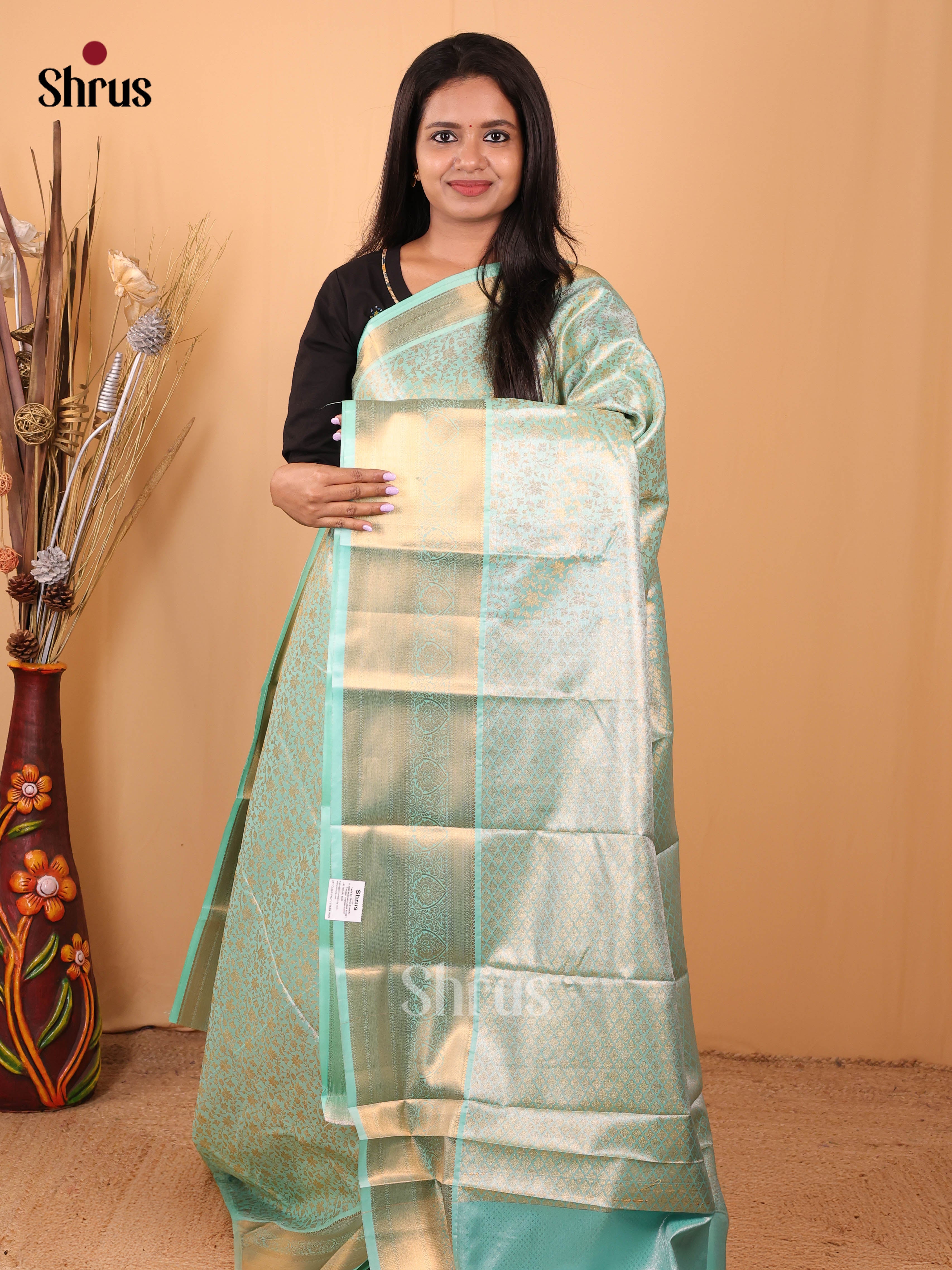 Blue - Kanchipuram-halfpure Saree - Shop on Shrus.com