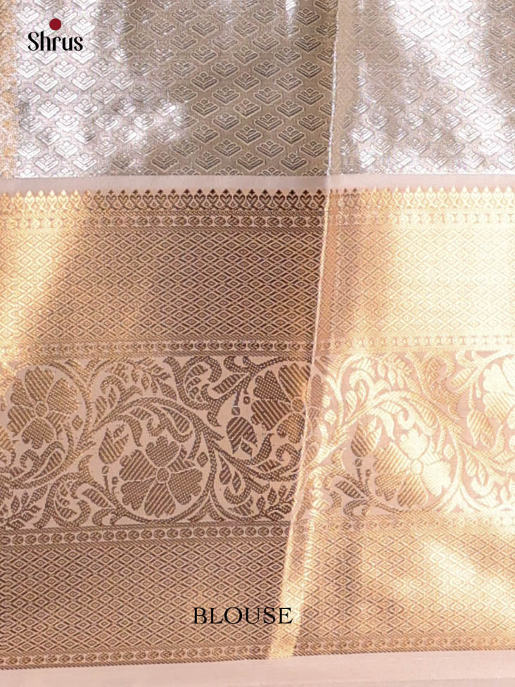 Cream - Kanchipuram-halfpure Saree - Shop on Shrus.com