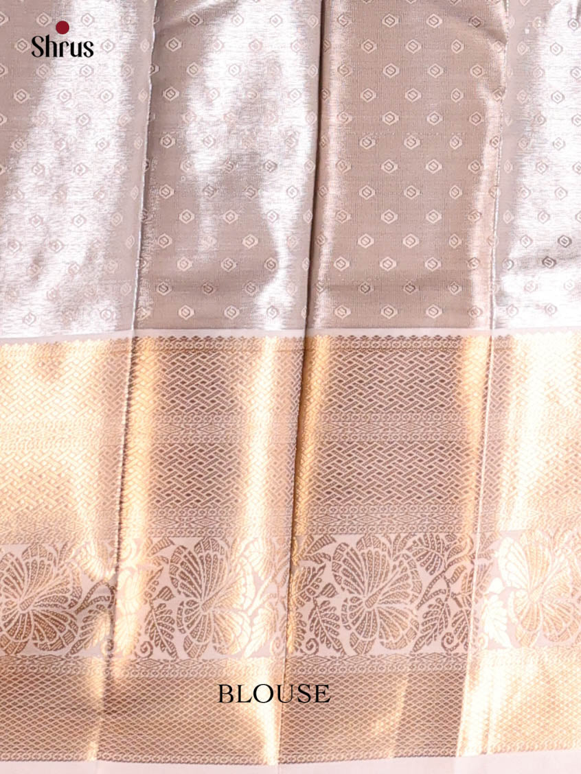 Cream - Kanchipuram-halfpure Saree - Shop on Shrus.com